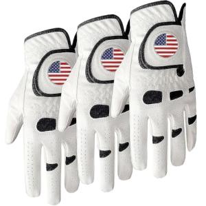 Men's Golf Gloves 3 Pack with Ball Marker