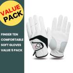FINGER TEN Men's Leather Golf Gloves with Ball Marker