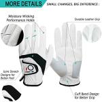 FINGER TEN Men's Leather Golf Gloves with Ball Marker