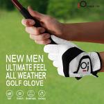 FINGER TEN Men's Leather Golf Gloves with Ball Marker