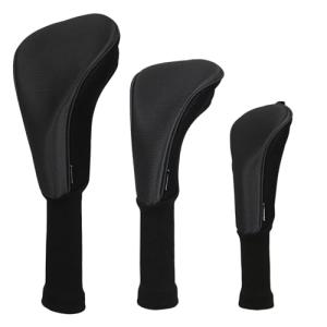 3-Piece Neoprene Golf Club Headcover Set - Black