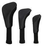 3-Piece Neoprene Golf Club Headcover Set - Black