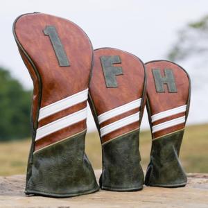 3-Pack Classic Brown Golf Club Headcovers Set