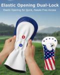 Fitense 3-Pack Golf Club Head Covers USA Flags