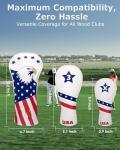 Fitense 3-Pack Golf Club Head Covers USA Flags