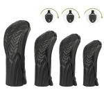 4pcs Golf Club Head Covers with Tags - Black