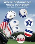 Fitense 3-Pack Golf Club Head Covers USA Flags