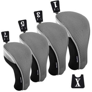 Andux 4 Mesh Golf Club Head Covers with Tags