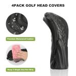 4pcs Golf Club Head Covers with Tags - Black