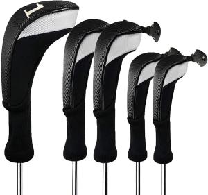 5-Pack Golf Club Head Covers for Woods & Hybrids