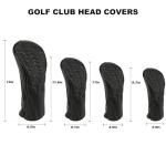 4pcs Golf Club Head Covers with Tags - Black