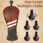 3-Pack Classic Brown Golf Club Headcovers Set