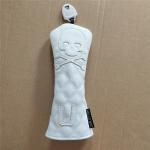 White Leather Skull Golf Head Cover for Hybrid Clubs