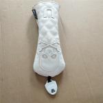 White Leather Skull Golf Head Cover for Hybrid Clubs