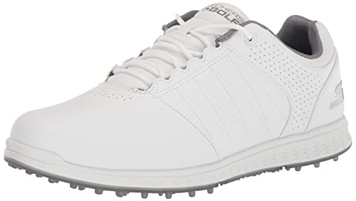 Skechers Men's Spikeless Golf Shoe, White/Gray 10.5