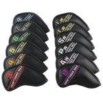 12-Piece Black Leather Golf Iron Head Covers Set