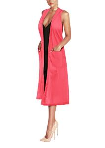 Women's Casual Sleeveless Drape Cardigan in Neon Pink