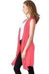 Women's Casual Sleeveless Drape Cardigan in Neon Pink