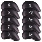 Premium Magnetic Leather Golf Club Head Covers Set