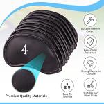 Premium Magnetic Leather Golf Club Head Covers Set