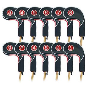 12-Piece Golf Iron Putter Headcover Set - Black & Red