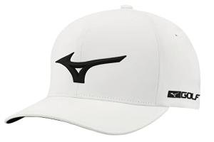 Mizuno Tour Delta Fitted Golf Hat - White-Black