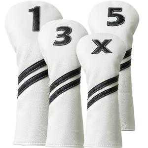 4-Pack Golf Club Head Covers for Woods & Hybrids
