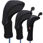 LONGCHAO 3-Piece Golf Head Cover Set - Black