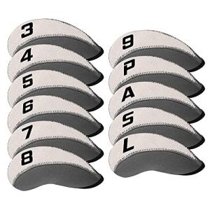 11-Piece Neoprene Iron Headcover Set, Gray & White