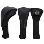 LONGCHAO 3-Piece Golf Head Cover Set - Black
