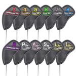 Left-Handed 12pc Leather Golf Iron Head Cover Set