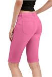 Womens Comfy Butt Lift Stretch Bermuda Shorts Pink