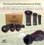 3-Piece Waterproof Golf Headcovers Set