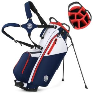 Lightweight Golf Stand Bag in Vibrant Red and Blue