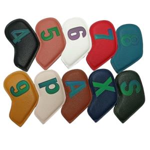 Colorful Leather Golf Iron Head Covers - 10pcs