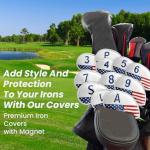 FINGER TEN Irons Head Covers 11 Pack - USA Flag