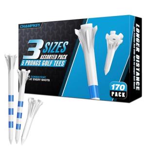 Champkey 170 Pack Assorted 5-Prong Golf Tees