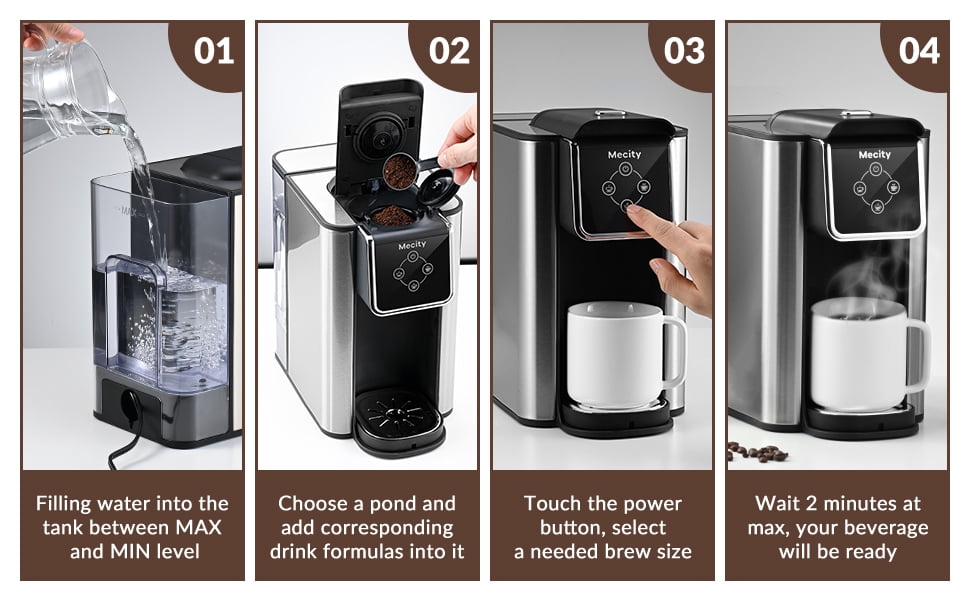 Mecity 3-in-1 Single Serve Coffee Maker