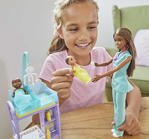 Barbie Baby Doctor Brunette Doll and Playset