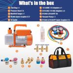 BACOENG R32 Vacuum Pump and Gauge Set 4 CFM