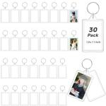 30 Pack Acrylic Photo Keychain Holders for DIY