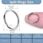 100PCS Metal Split Key Rings for DIY Crafts