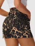 Leopard Print Mini Skirt Jean Skort for Women
