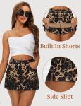 Leopard Print Mini Skirt Jean Skort for Women