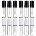 12 Clear Mini Lip Gloss Tubes with Brushes