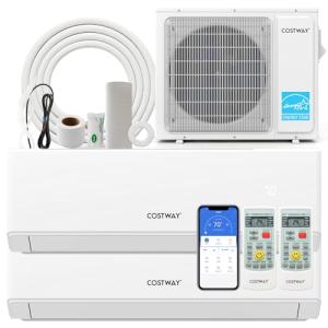 COSTWAY 18K Dual Zone Mini Split AC Heat Pump