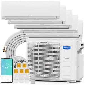 ROVSUN 42000 BTU Five Zone WIFI Mini Split AC/Heating System, 20 SEER2 5 Zone (9K/9K/9K/12K/12K) Ductless Split Air Conditioner with Pre-Charged Condenser, Heat Pump & 25Ft Copper Line Set, 230V