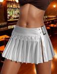 Shiny Silver Mini Skirt with Slit