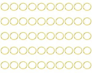 Shapenty 20mm/0.75 Inch Small Gold Flat Metal Keychain Part Accessories Mini Split Keyring Key Ring Chain Clip Holder, Gold, 50PCS