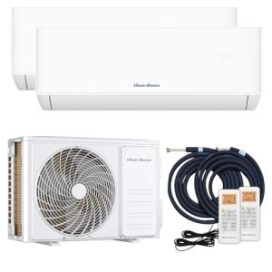 Vtronix Classic America DUET Series 18,000 BTU Outdoor Unit and Two 9000 BTU Mini Split Indoor Air Handler Dual Zone, Wall-Mounted, Quiet Operation, Cooling & Heating, 24.5 SEER2